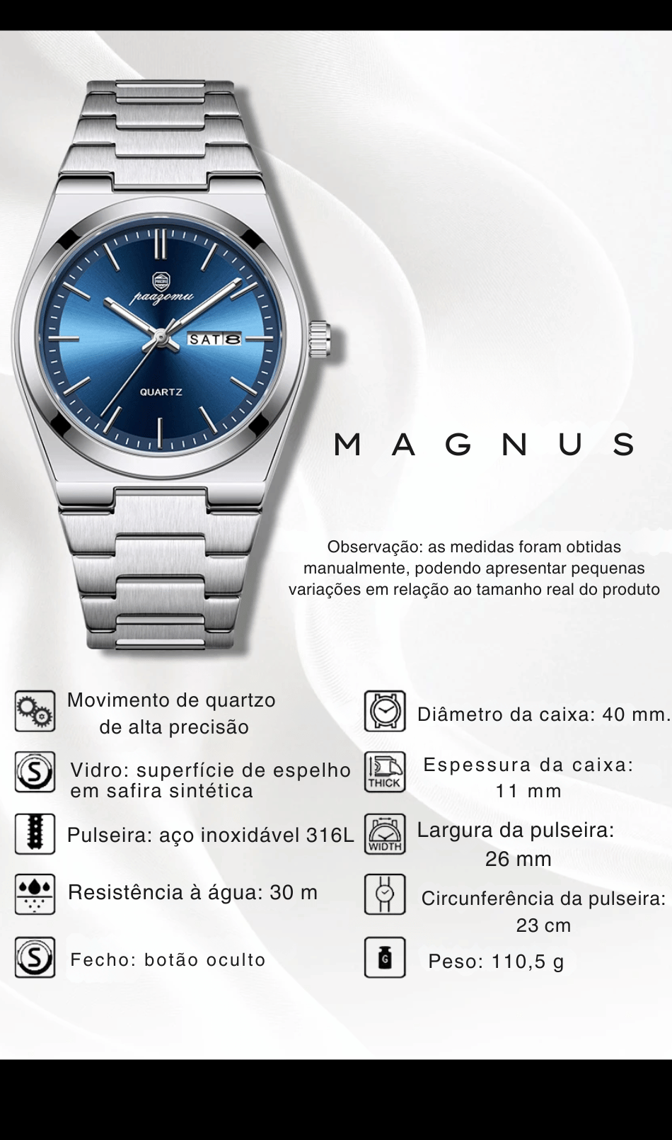 PENGAGAR Relógio Masculino de Luxo Data Semana Relógio Luminoso À Prova D 'Água